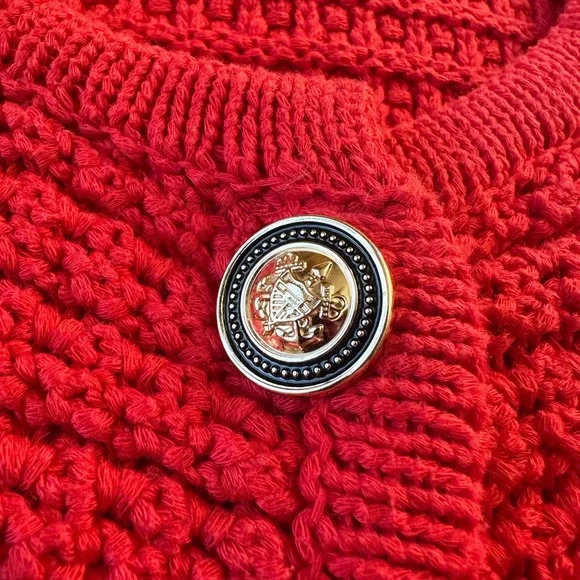 VICI Red Short Sleeve Estelle Crochet Cardigan, Size L - Picture 6 of 10